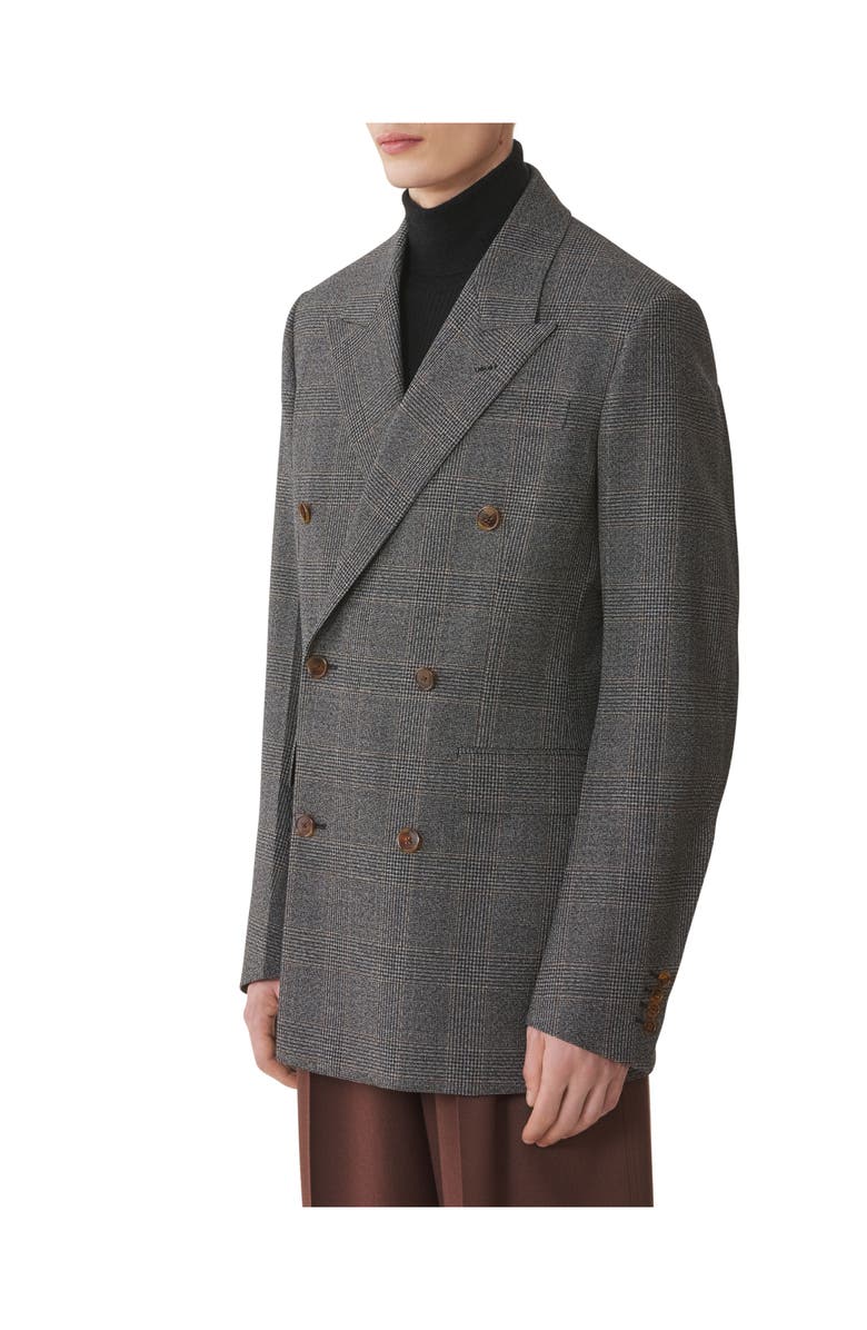 Lanvin Prince Of Wales Wool Jacket, Alternate, color, Dark Grey Melange