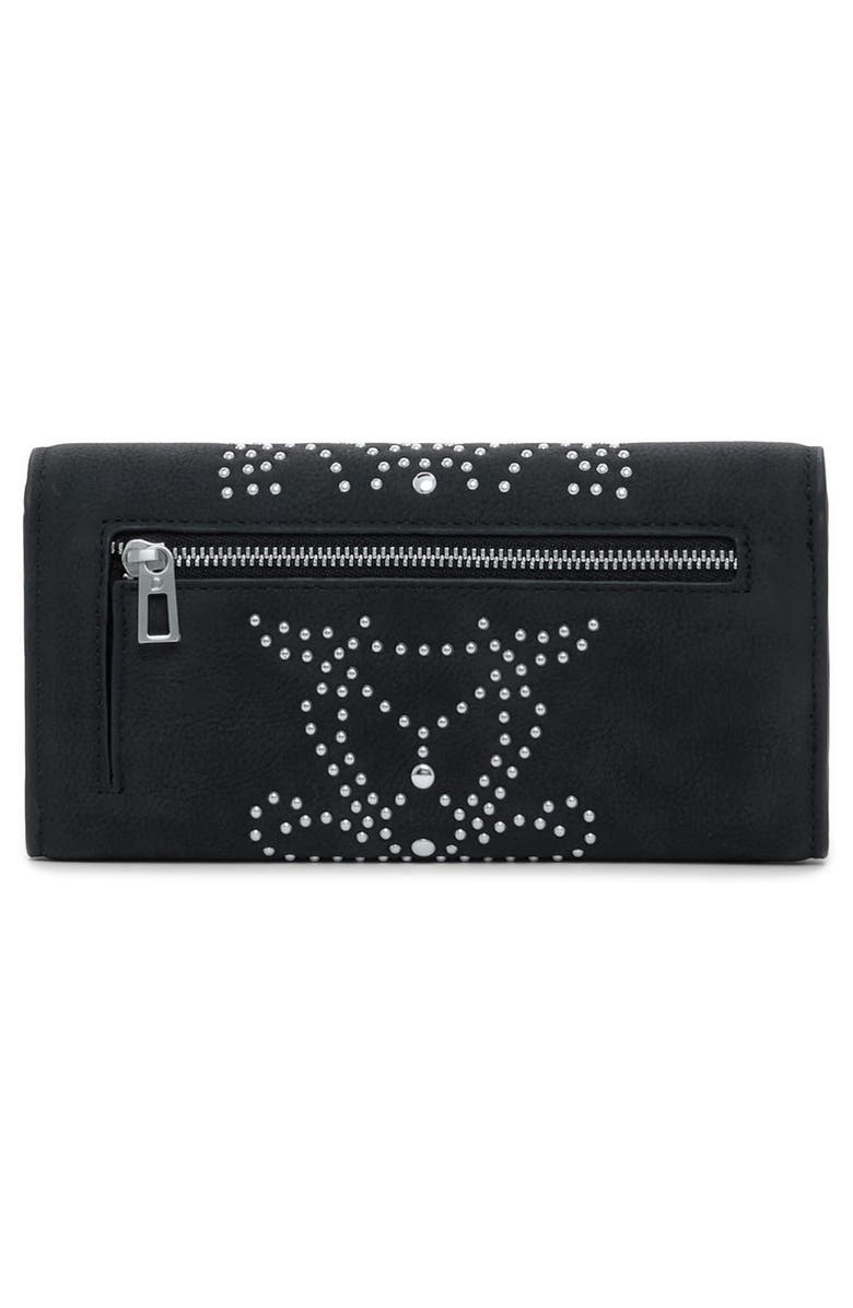 Desigual Studded Faux Leather Wallet, Alternate, color, Black