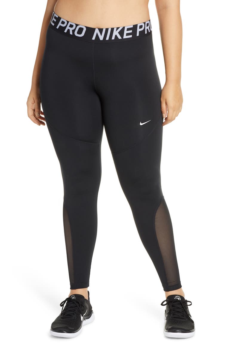 Pro Mesh Logo Tights, Alternate, color, BLACK/ WHITE