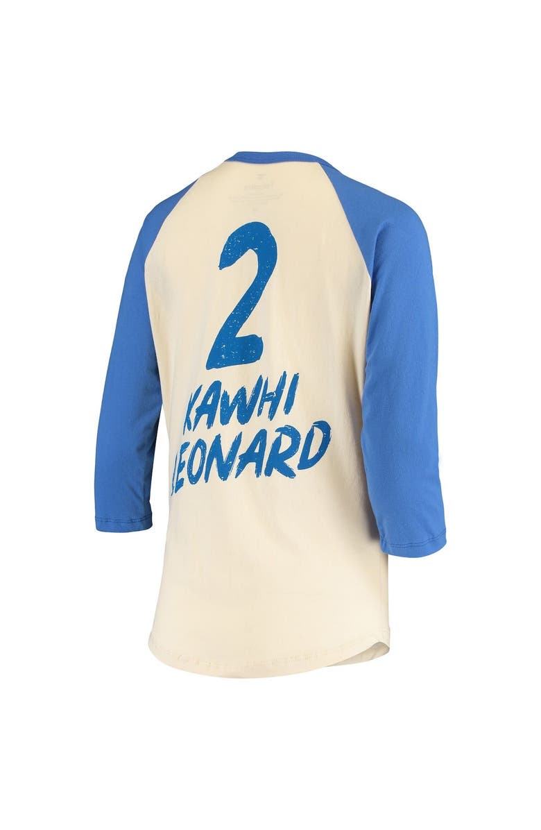 FANATICS Women's Fanatics Branded Kawhi Leonard Cream LA Clippers Raglan 3/4 Sleeve T-Shirt, Alternate, color, 