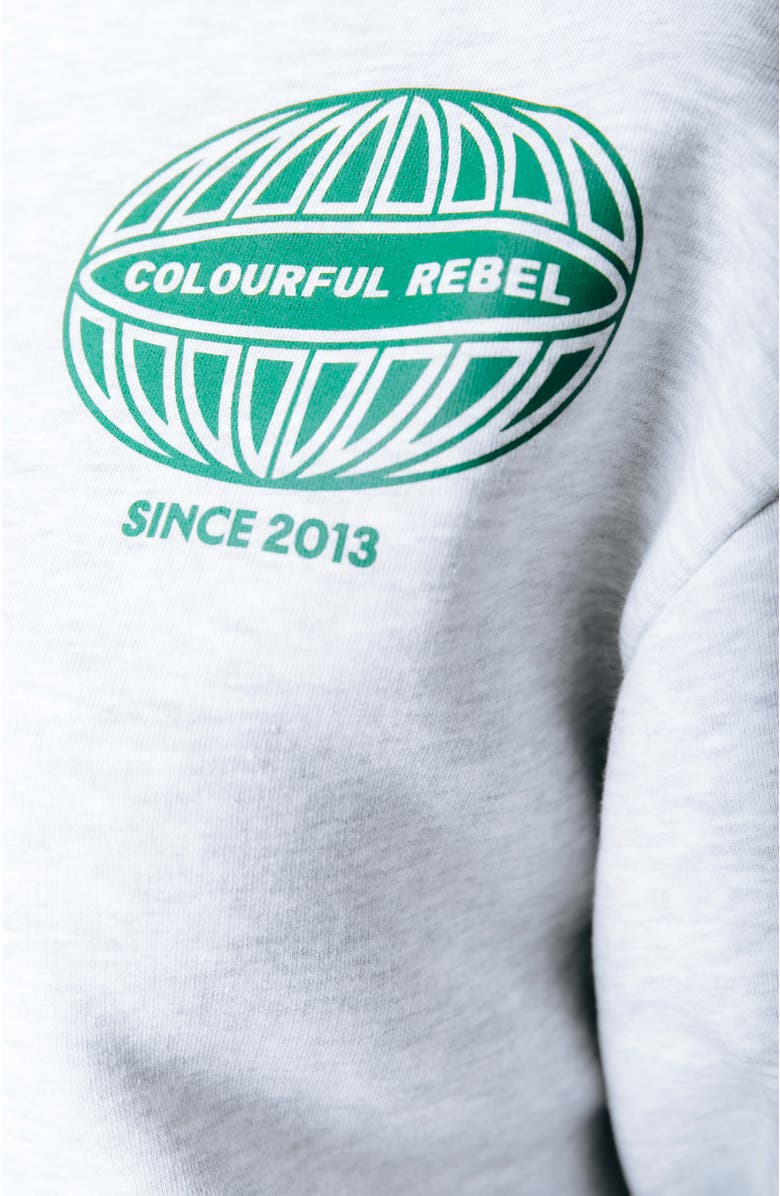 Colourful Rebel Racer Logo Dropped Shoulder Sweat, Alternate, color, Light Grey Melange