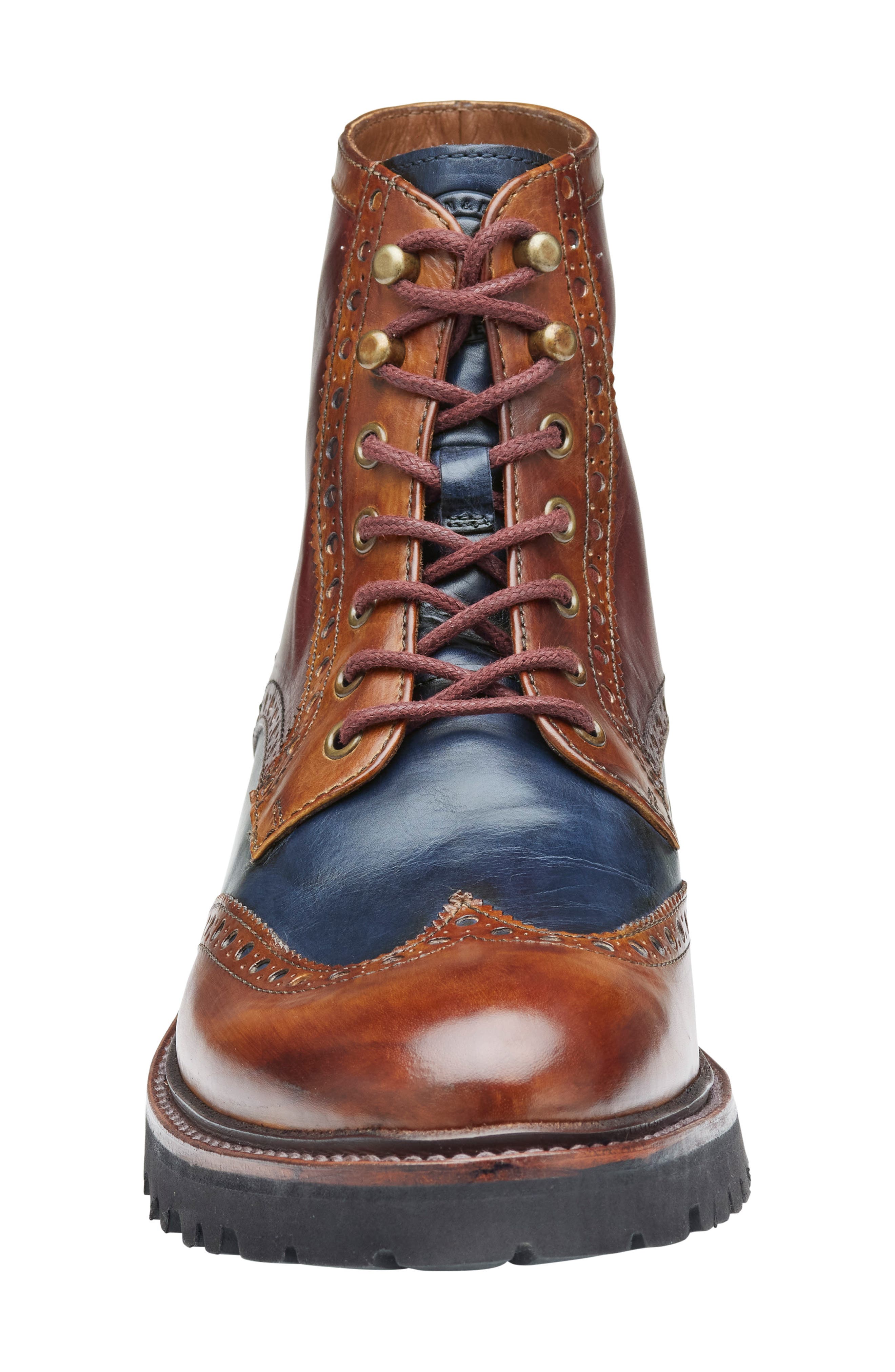 Johnston & Murphy Dudley Wingtip Lug Boot, Alternate, color, Tan Multi Calfskin