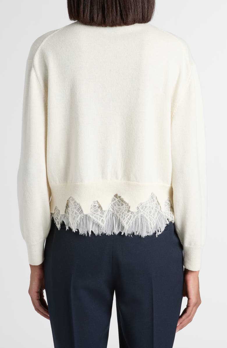 McQueen Cobweb Lace Shrunken Wool & Cashmere Cardigan, Alternate, color, Ivory/ Ivory