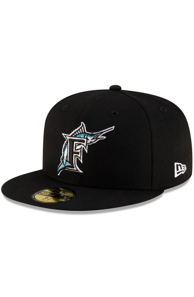 New Era Men's New Era  Black Florida Marlins On-Field Authentic Collection 59FIFTY Fitted Hat, Main, color, Black