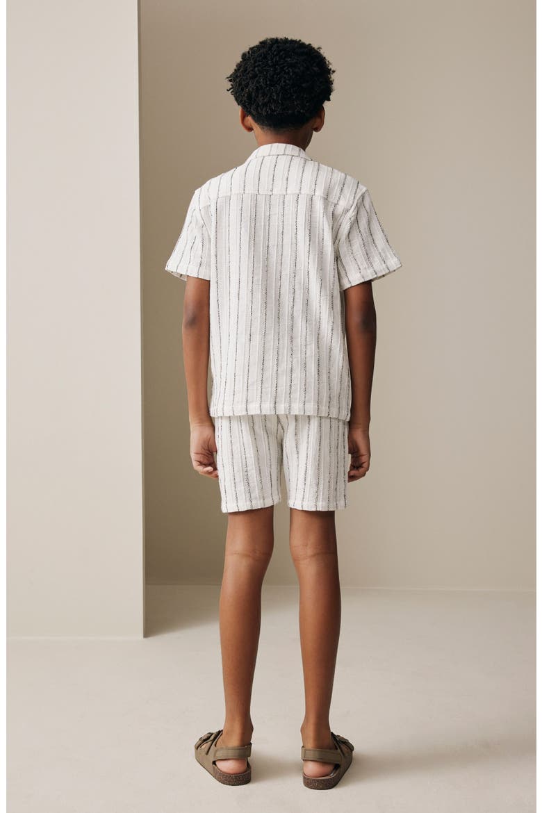 Kids' Stripe Button-Up Shirt & Shorts Set, Alternate, color, WHITE