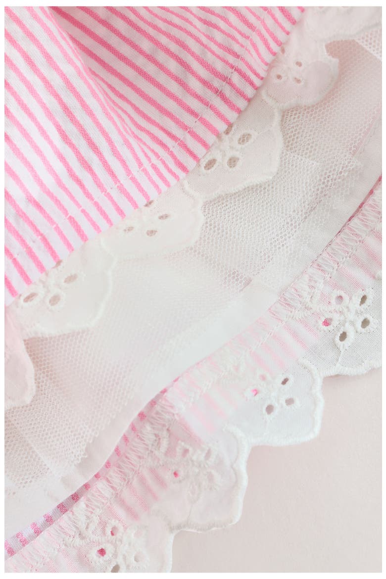 Stripe Cherry Embroidered Frill Dress & Bloomers Set, Alternate, color, PINK