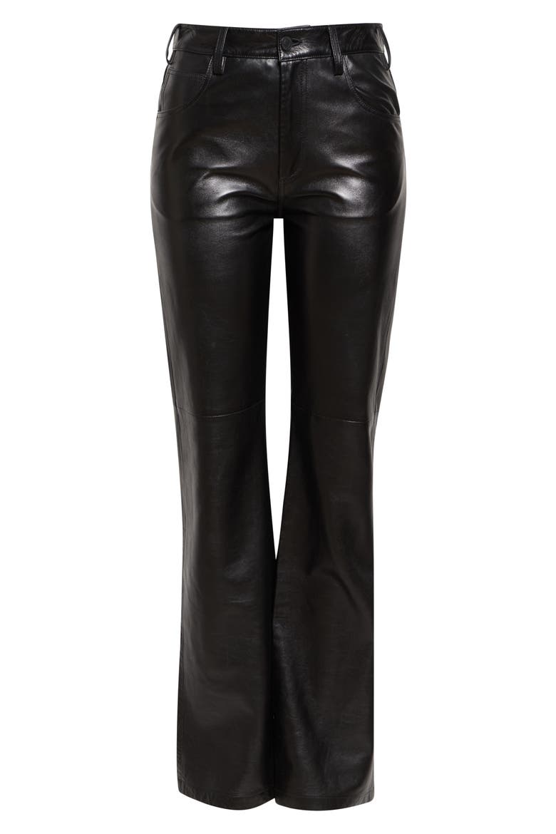 Joan Straight Leg Leather Pants, Alternate, color, BLACK