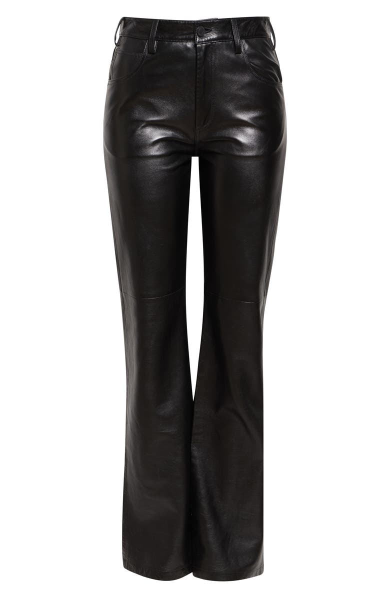 Nili Lotan Joan Straight Leg Leather Pants, Alternate, color, Black