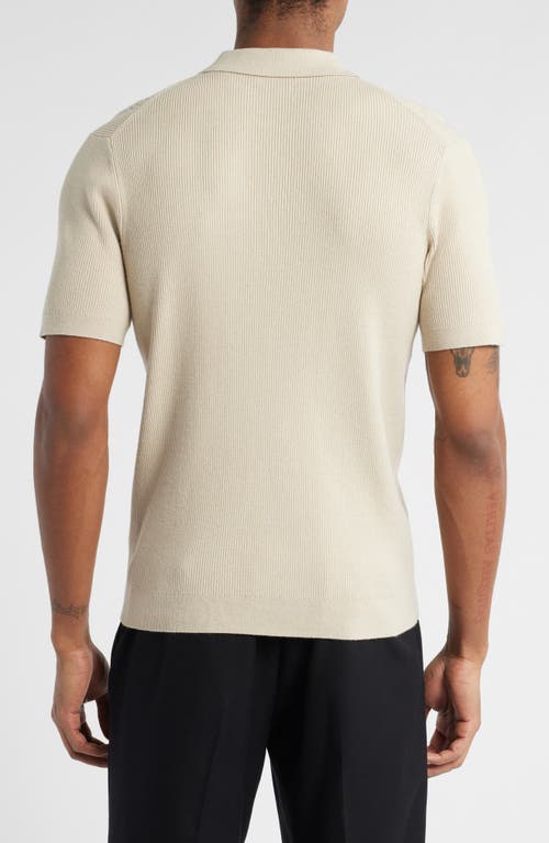 Open Edit Rib Polo Sweater In Beige Birch