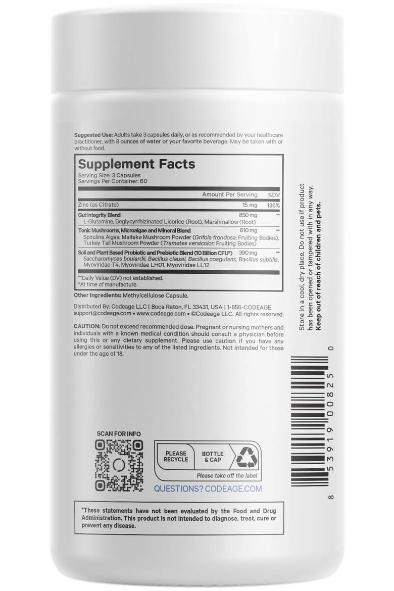 Gut Health Formula - L-Glutamine Probiotics & Prebiotics, Alternate, color, White