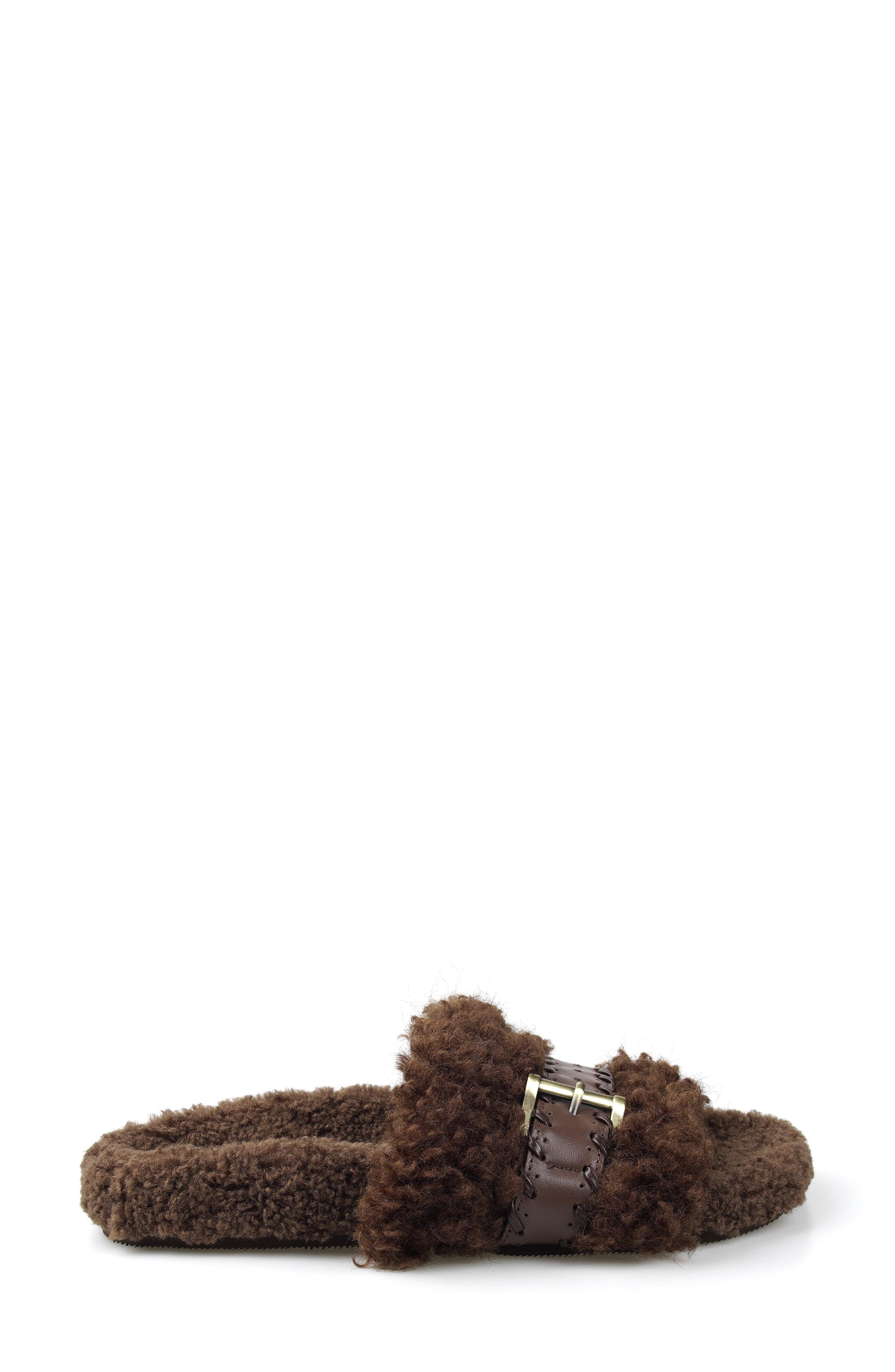 Everett Faux Fur Slide Sandal, Alternate, color, BROWN FAUX