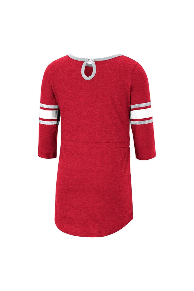 Girls Toddler Colosseum Heathered Crimson Alabama Crimson Tide Poppin Sleeve Stripe Dress, Alternate, color, Crimson