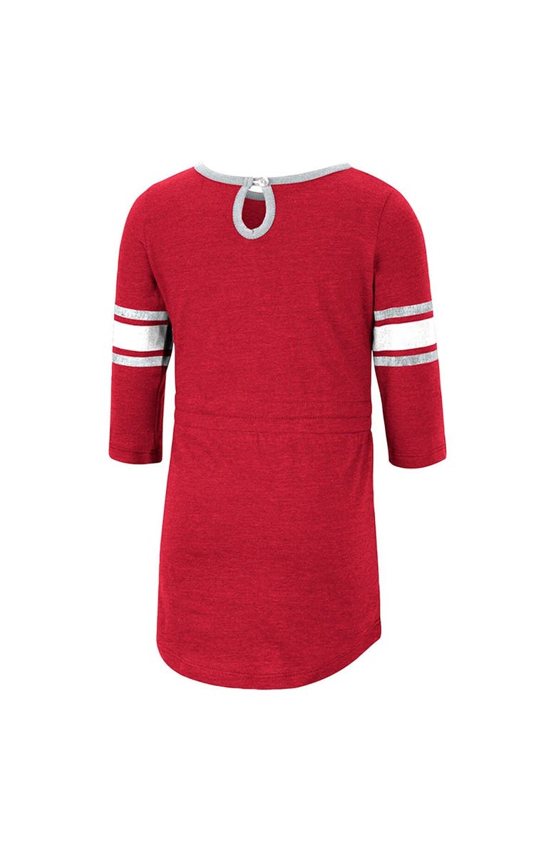 COLOSSEUM Girls Toddler Colosseum Heathered Crimson Alabama Crimson Tide Poppin Sleeve Stripe Dress, Alternate, color, Crimson