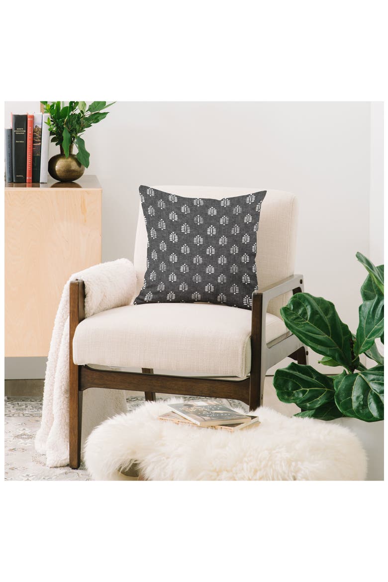 Fern Print Throw Pillow, Alternate, color, BLACK