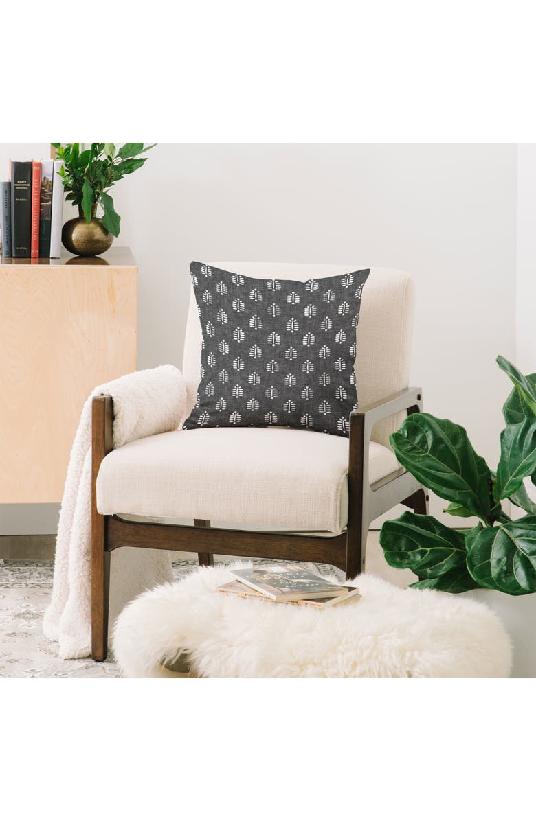 Deny Designs Fern Print Throw Pillow, Alternate, color, Black