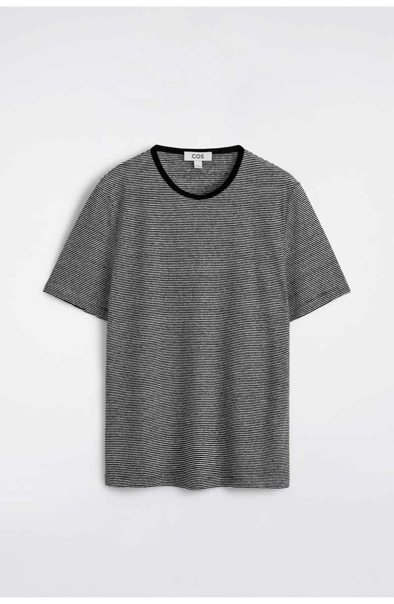 COS Linen-jersey T-shirt, Alternate, color, Black / Striped
