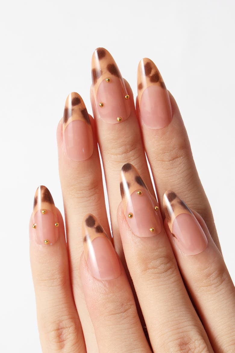 French Leopard French Tip Press On Nails, Alternate, color, Brown