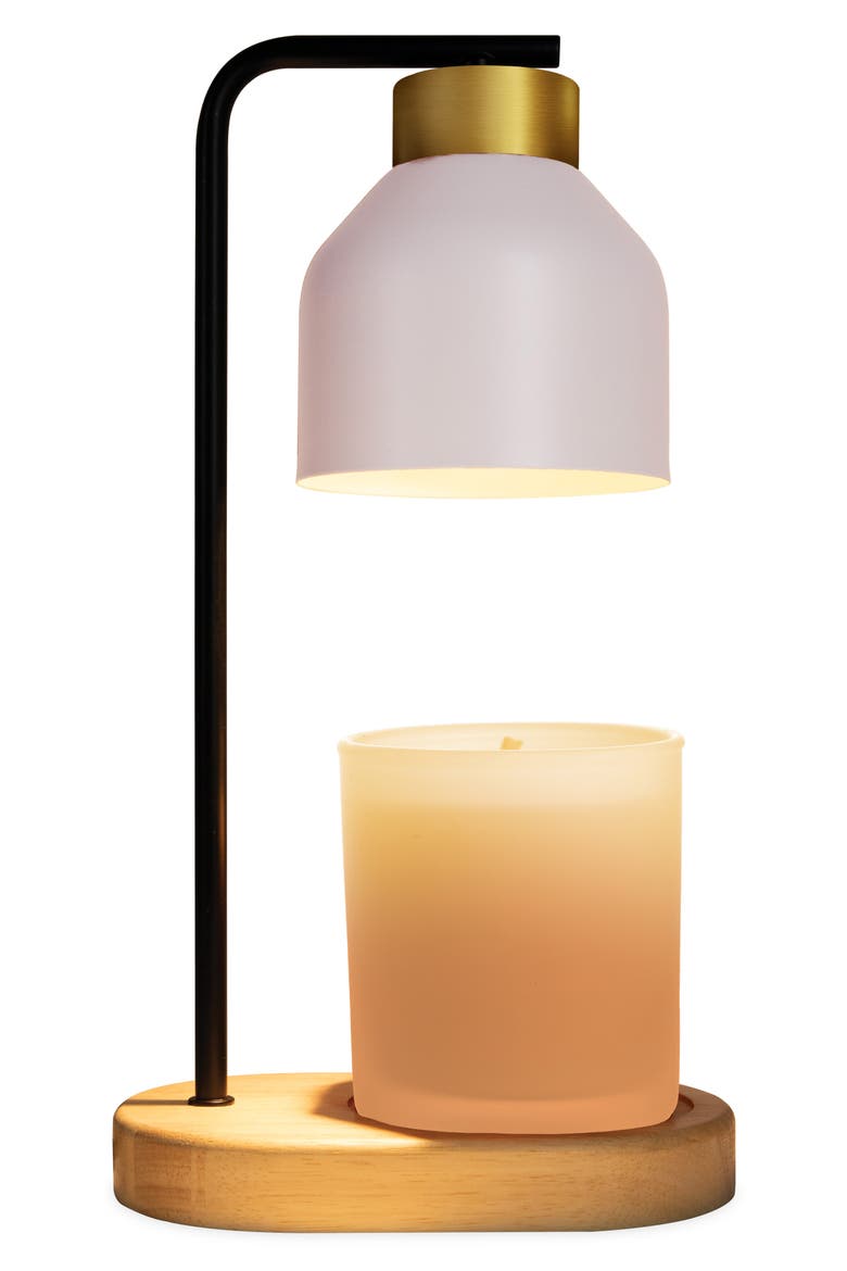 Alpine Glow Candle Warmer Lamp, Main, color, BLACK/WHITE/WOOD