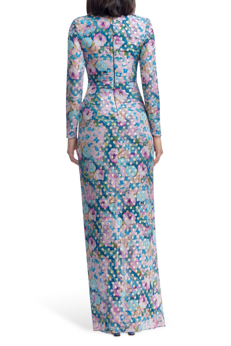 Romera Metallic Floral Print Gown, Alternate, color, CAPRI MULTI