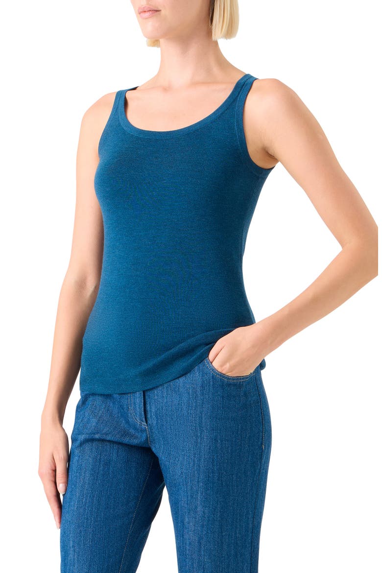 Fitted Virgin Wool Sweater Tank, Alternate, color, TEAL