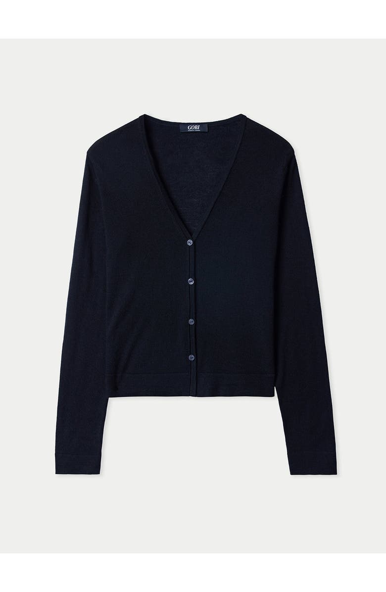 GOBI Mongolian Cashmere Lightweight Cashmere Silk Cardigan, Main, color, Black