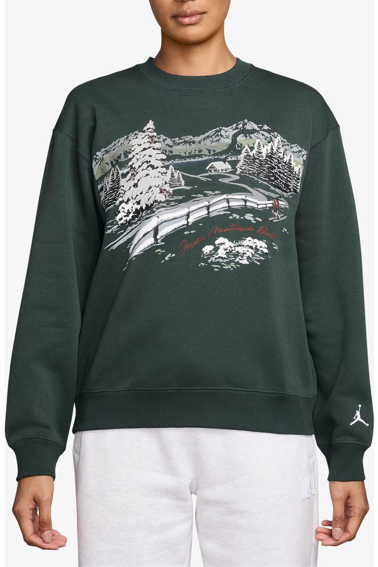 Brooklyn Fleece Sweatshirt, Main, color, MIDNIGHT GREEN/ RED/ WHITE