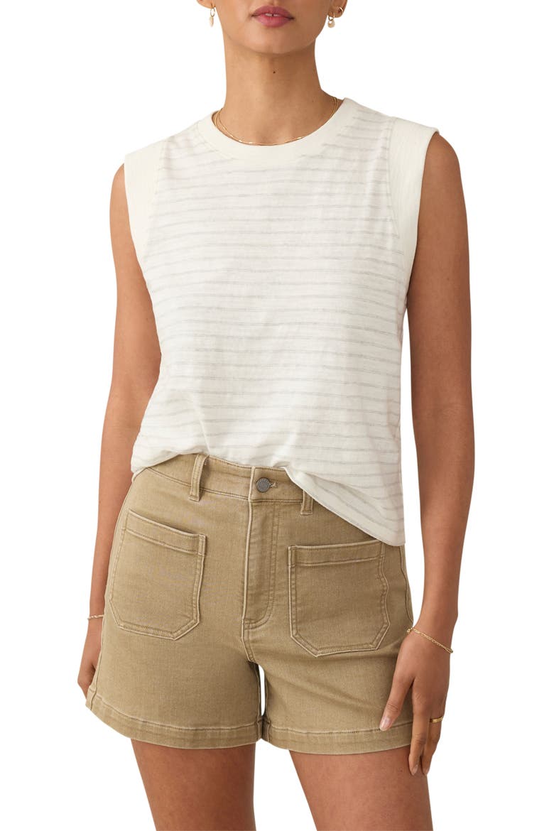 Sunwashed Stripe Organic Cotton Slub Muscle Tank, Main, color, IVORY ROCK STRIPE
