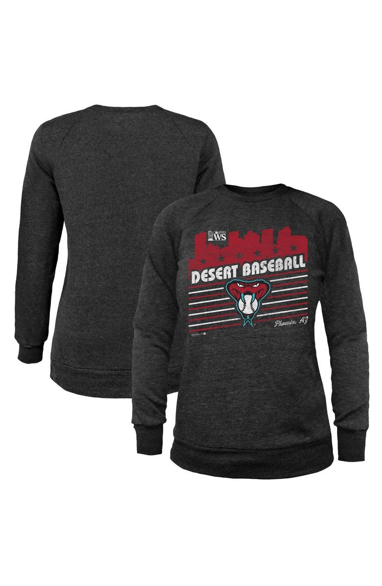Majestic Threads Women's Majestic Threads  Black Arizona Diamondbacks 2023 World Series Local Lines Tri-Blend Pullover Sweatshirt, Main, color, 