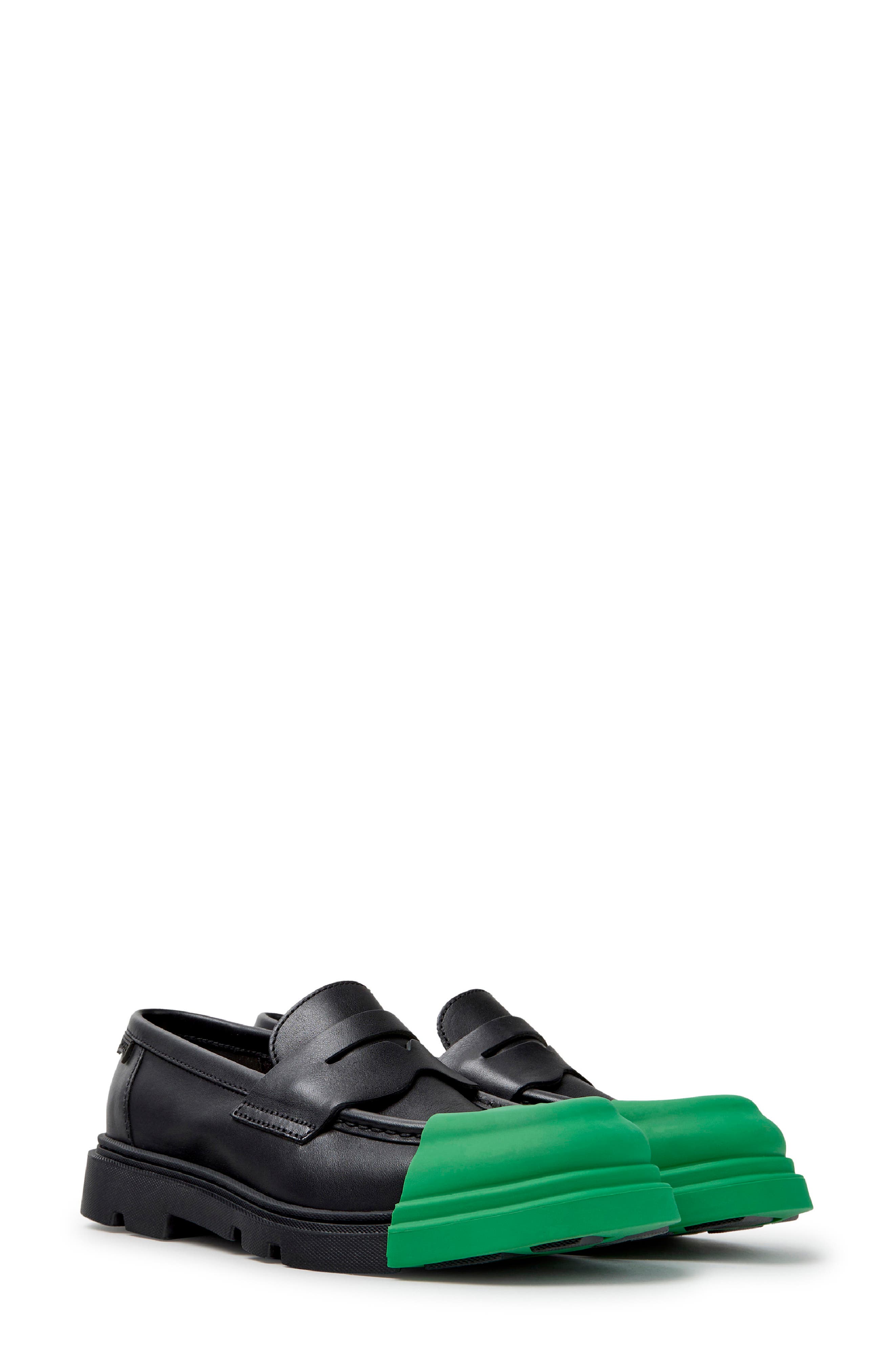 Junction Cap Toe Penny Loafer, Main, color, BLACK