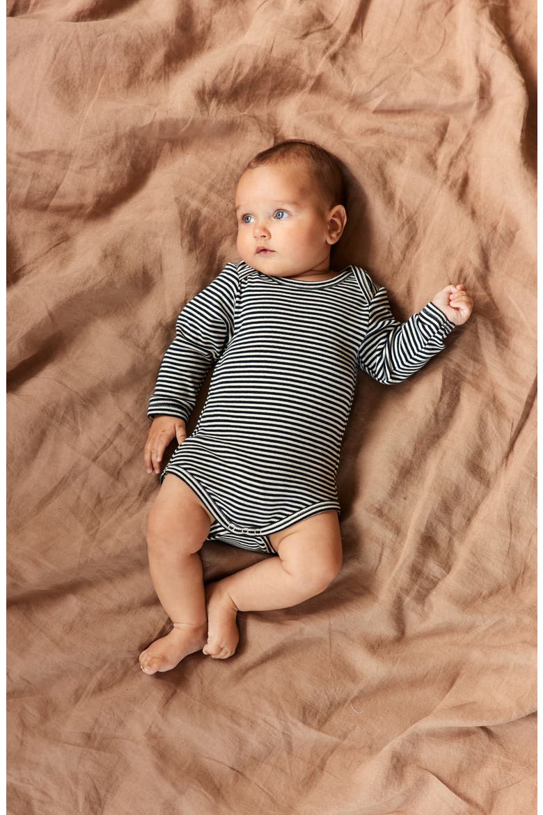 Long Sleeve Bodysuit, Alternate, color, NAVY STRIPE