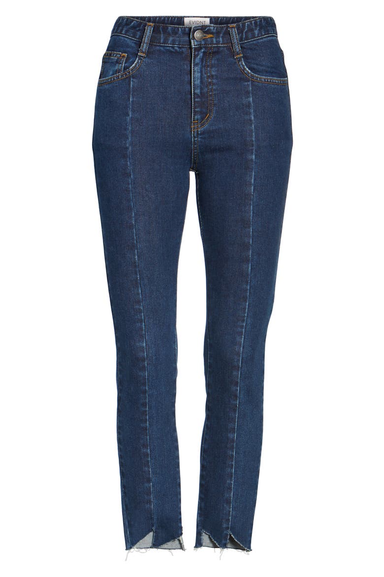 Cut Edge Skinny Jeans, Alternate, color, DARK INDIGO BLUE