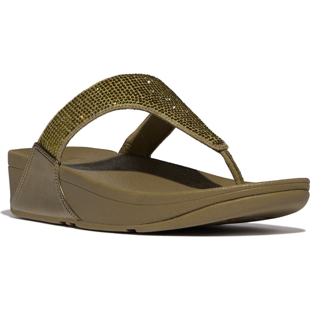 Fitflop Lulu Embellished Flip Flop In Metallic Camo-green