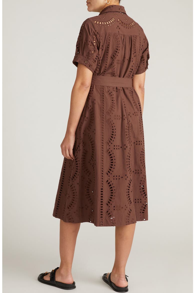 Eyelet Tie Waist Poplin Shirtdress, Alternate, color, PEPPERCORN