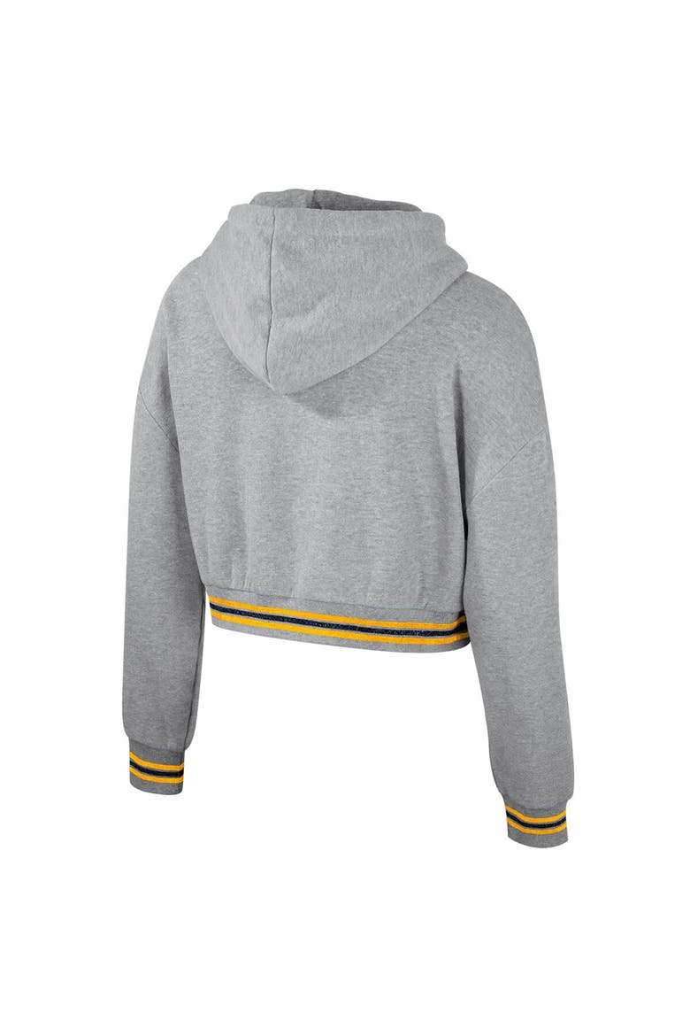 Women's The Wild Collective Heather Gray West Virginia Mountaineers Cropped Shimmer Pullover Hoodie, Alternate, color, Heather Gray