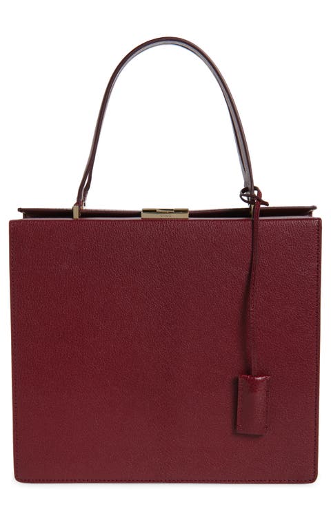 Grained Leather Top Handle Bag