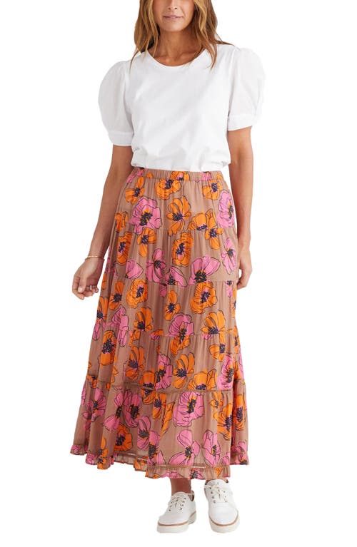 Brave + True Brave+true Wonderland Tiered Maxi Skirt In Orange