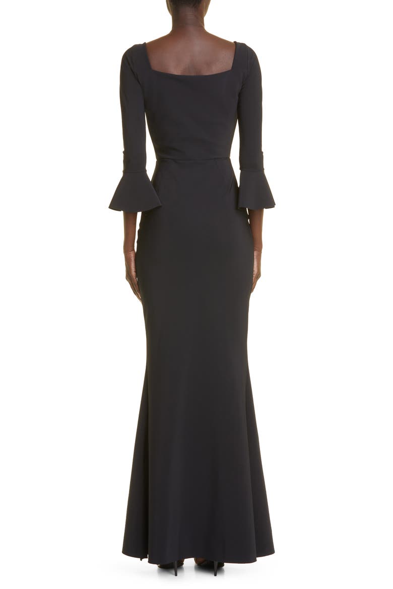 Astra Bell Sleeve Cocktail Gown, Alternate, color, BLACK