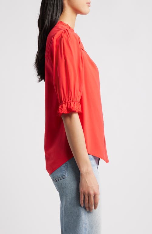 Wit & Wisdom Eyelet Accent Top In Poppy Red