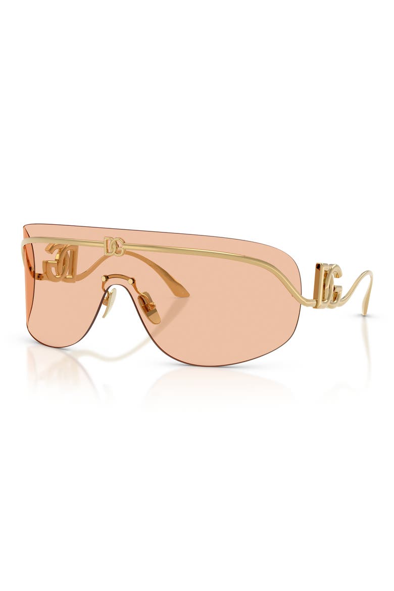 140mm Pillow Shield Sunglasses, Alternate, color, GOLD/ LIGHT BROWN