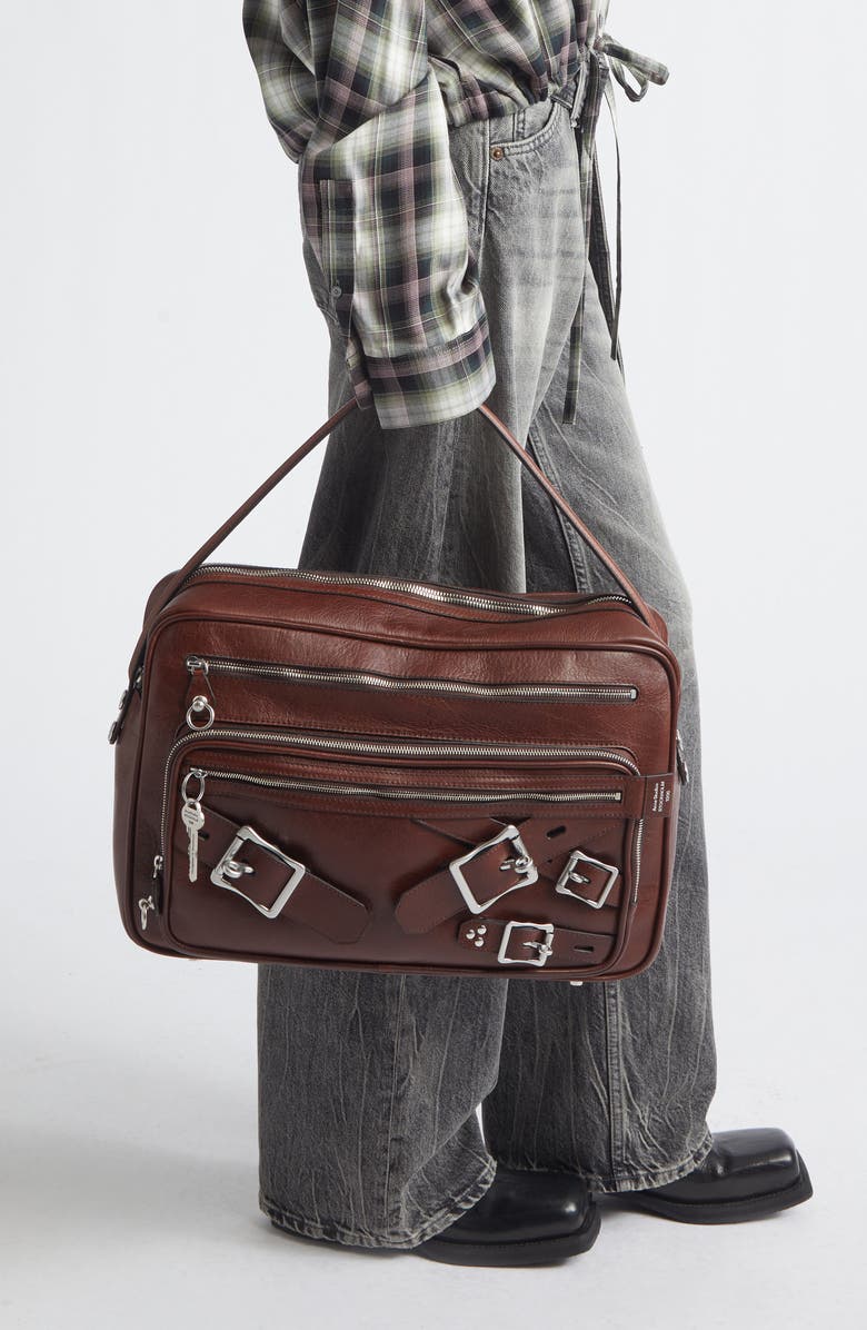 Acne Studios Camero Belts Camera Bag, Alternate, color, Cognac Brown