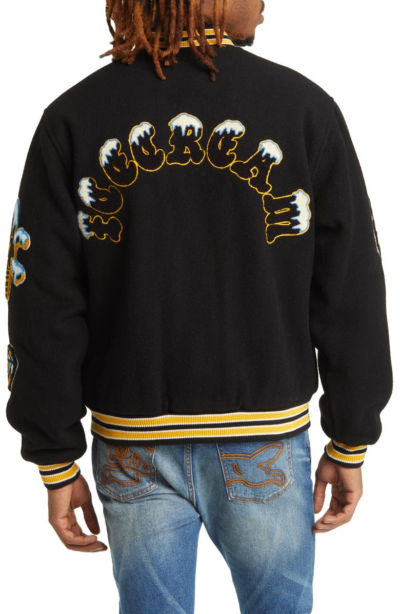 ICECREAM Flap Jack Wool Blend Letterman Jacket, Alternate, color, 