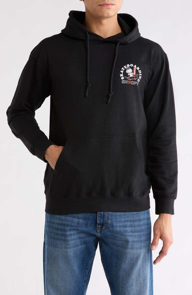 The Forecast Agency Snoopy Skateboarding Graphic Hoodie, Main, color, Black