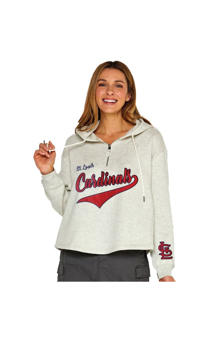 SOFT AS A GRAPE Women's Soft as a Grape Oatmeal St. Louis Cardinals Fleece Quarter-Zip Hoodie, Main, color, Oatmeal