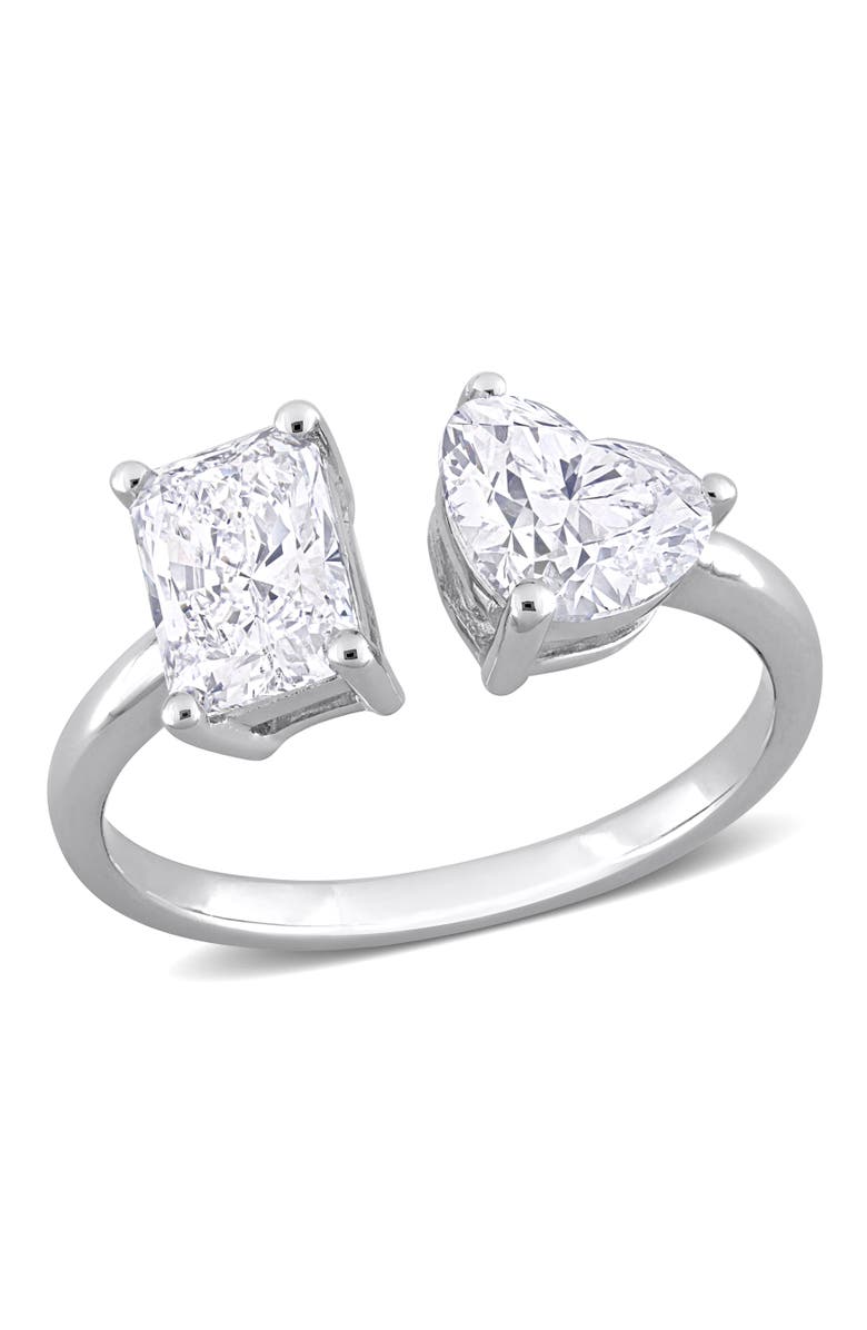 Julianna B. 2 CTW Lab-Grown Diamond 2-Stone Heart Ring 14k, Main, color, White Gold