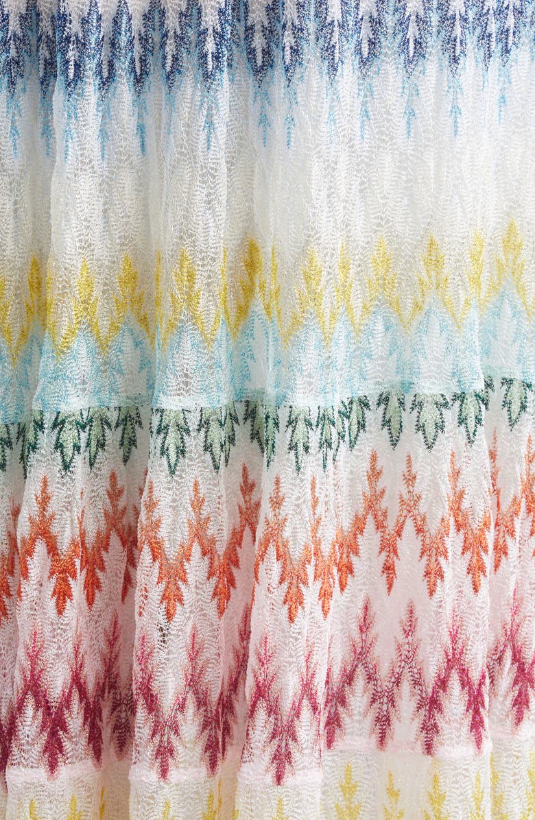 Missoni Metallic Zigzag Raschel Knit Maxi Dress, Alternate, color, Multicolor On White Base