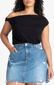 ELOQUII Asym Twist Sleeve Top