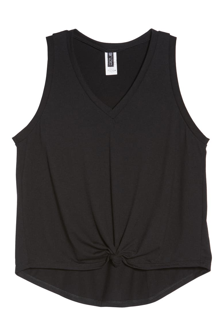 Knot Front Tank Top, Alternate, color, BLACK