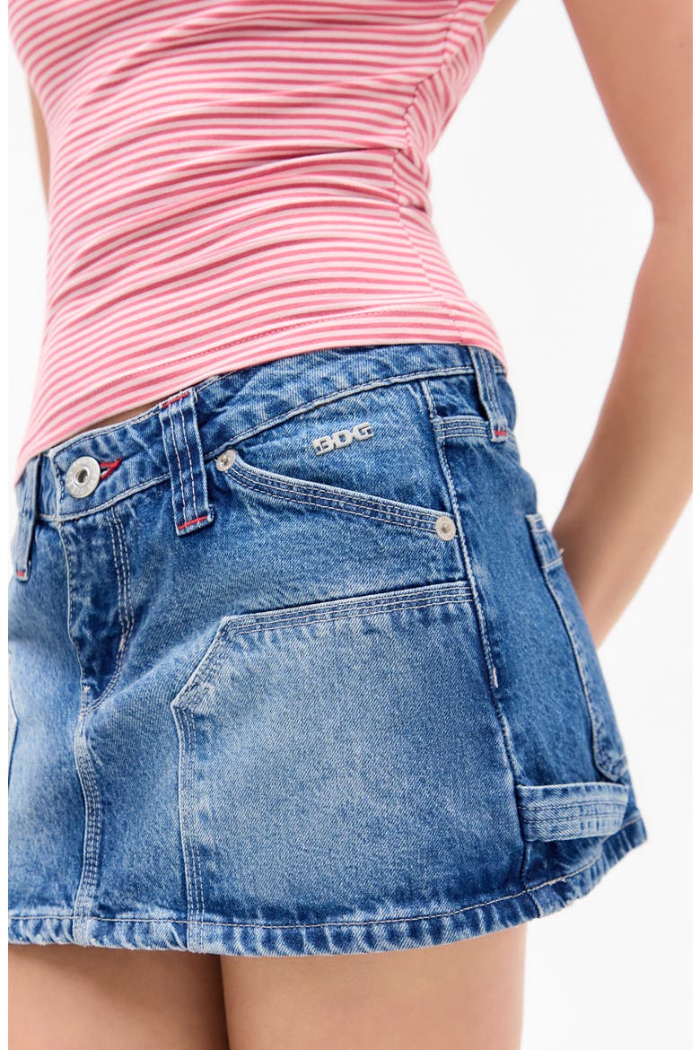 Carpenter Denim Miniskirt, Alternate, color, BLUE