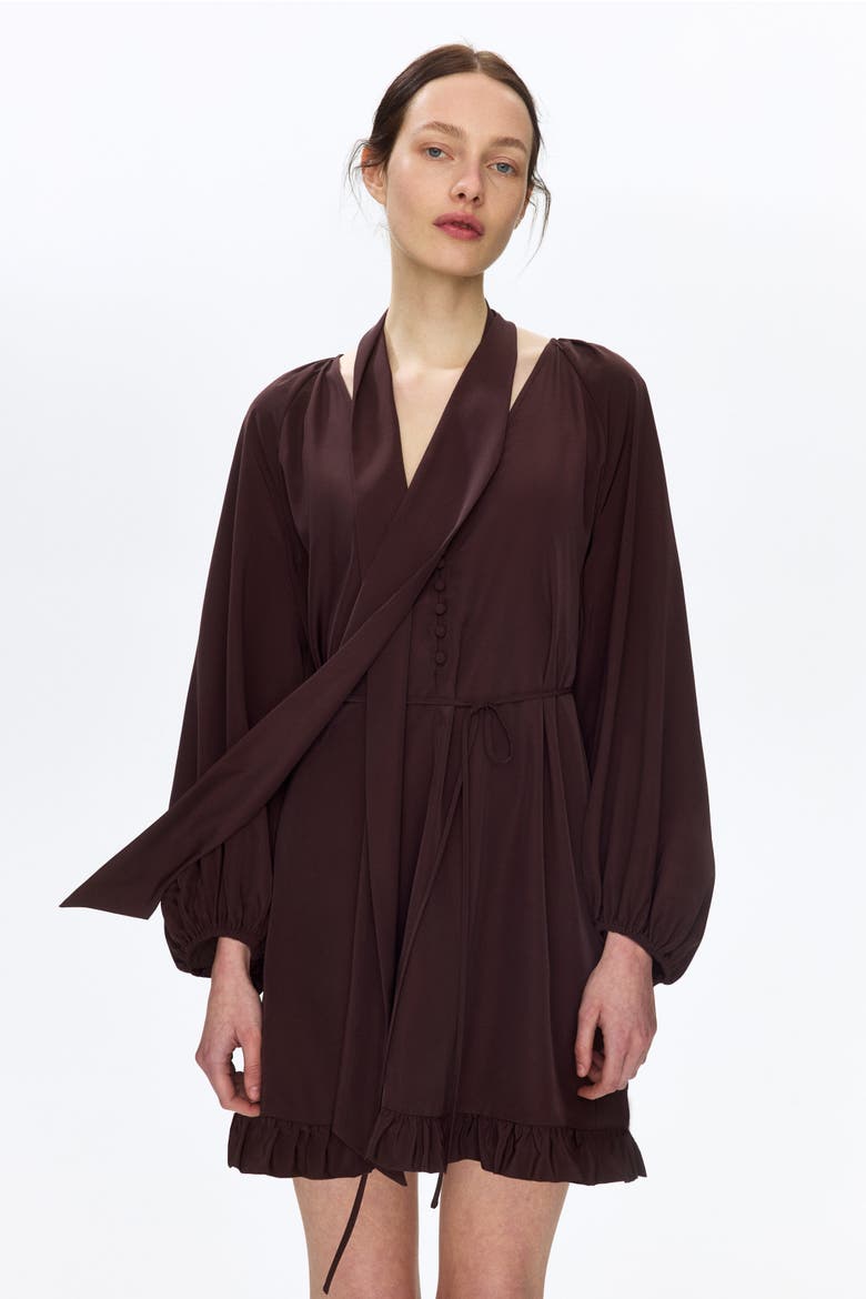 Scarf-detail Dress, Alternate, color, Dark brown