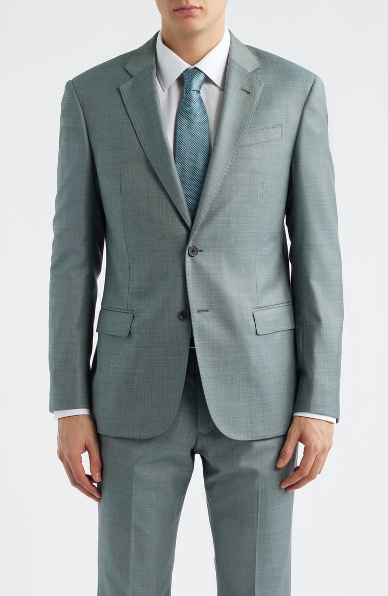 Emporio Armani Shage Green Wool Sharkskin Suit, Alternate, color, Sage